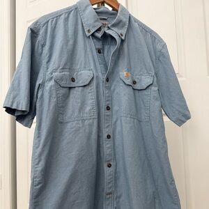 Carhartt Men's Casual Light Blue Button Down Shirt